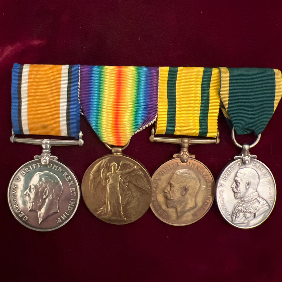 Territorial Force War Medal/ Territorial Force Efficiency Medal group of 4 to 265123 Sergeant A. H. V. Ingram, Kent Cyclist Battalion on all medals