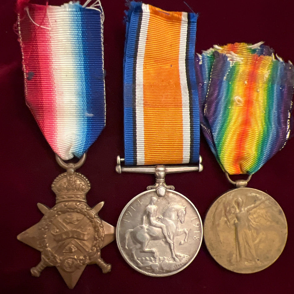 1914 Star trio to L-5730 Private J. Scotchmer, 1-East Kents