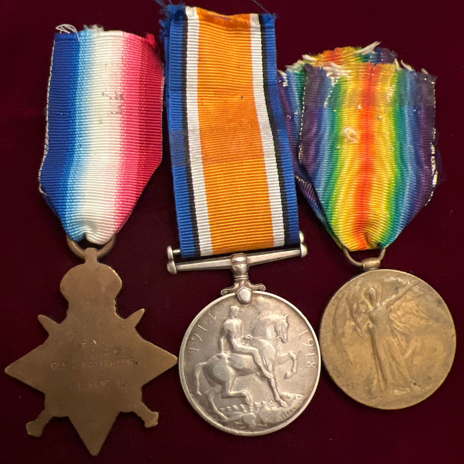 1914 Star trio to L-5730 Private J. Scotchmer, 1-East Kents