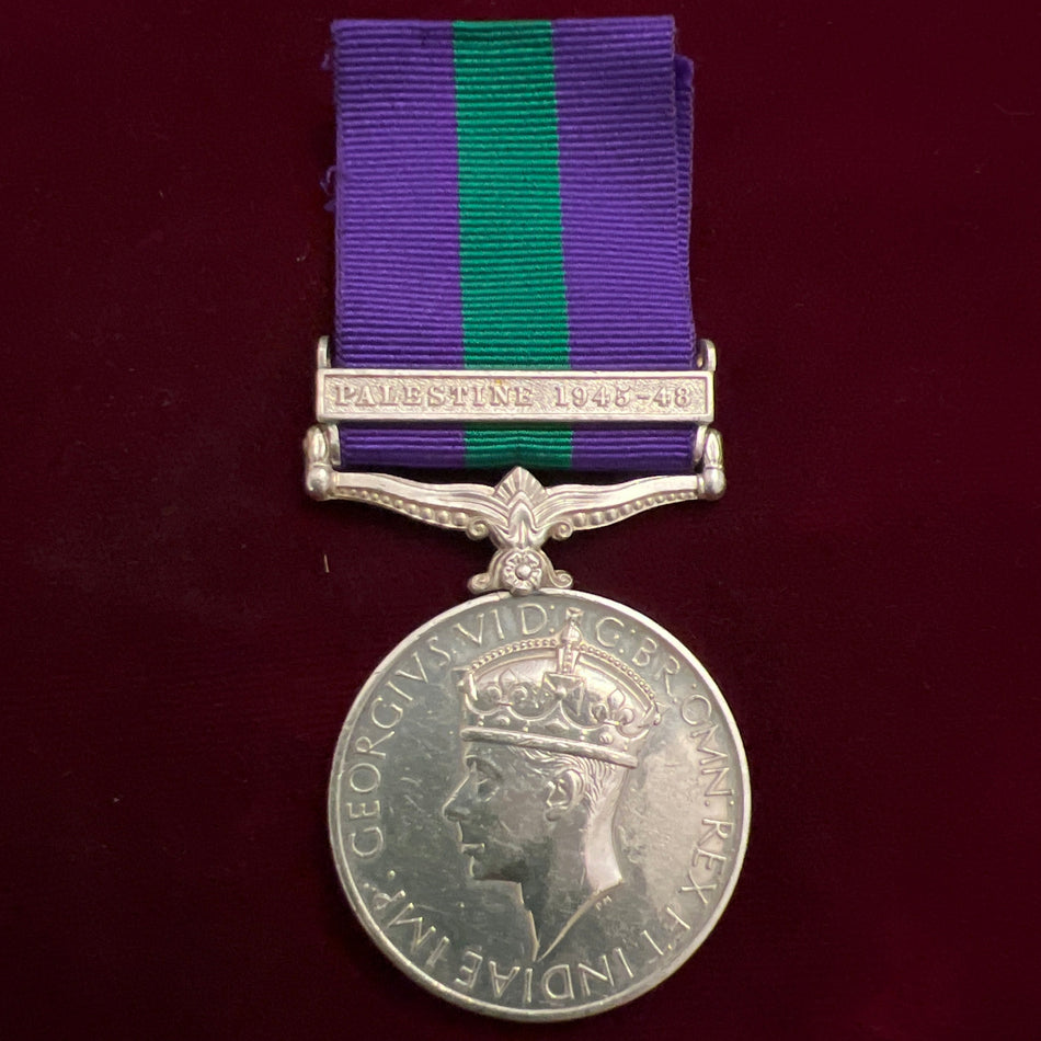 General Service Medal, Palestine 1945-48 bar, to 19006125 Trooper W. Withington, 15-19 Hussars