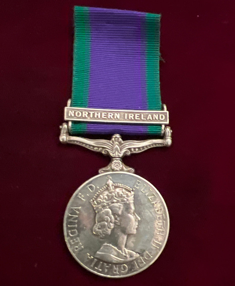 General Service Medal, Northern Ireland bar, to 24556575 Private T. A. Williamson, Green Jackets