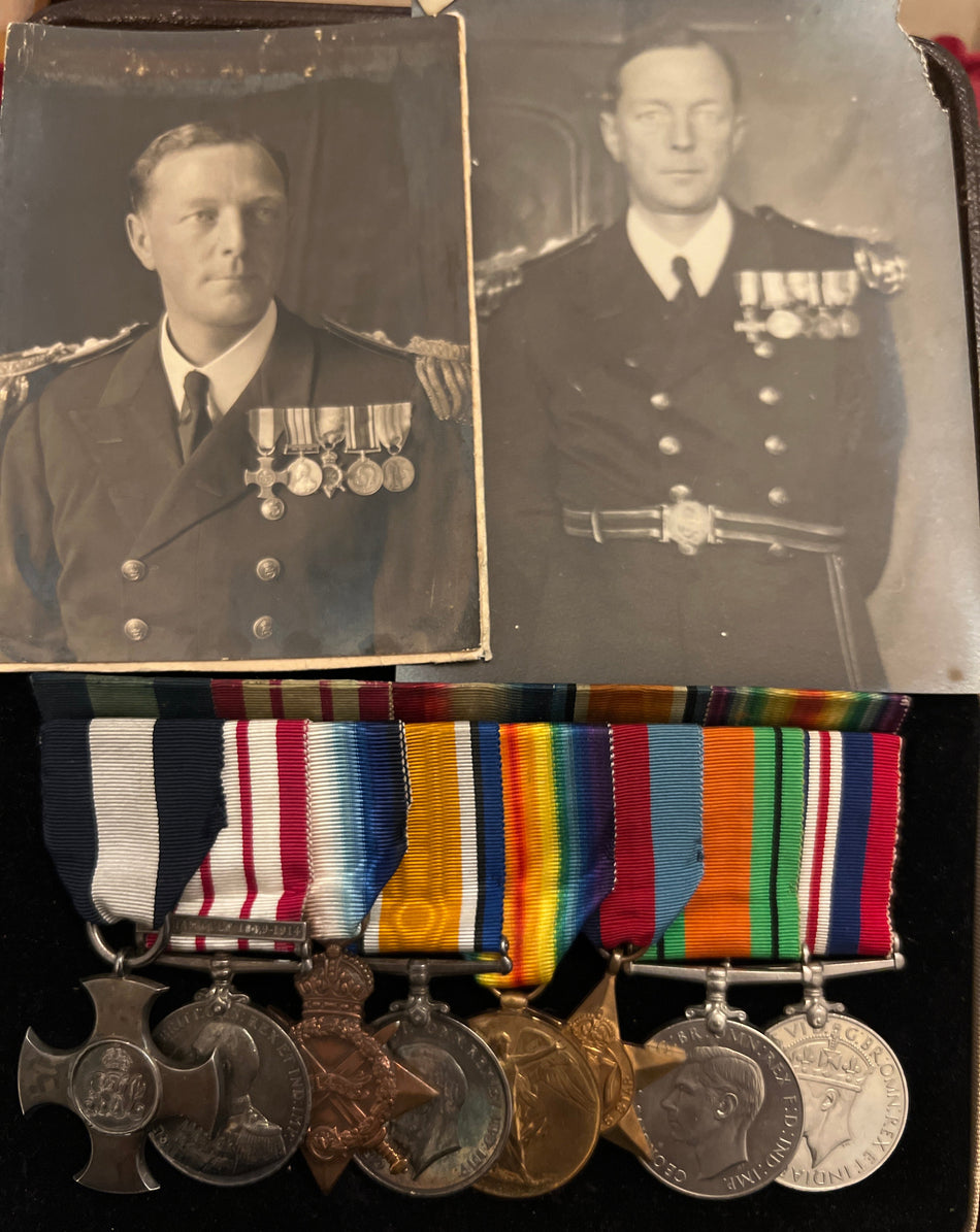 Fine group of 8 to Lt Commander Reginald Nash, Royal Navy, DSC; WW1 service on H.M.S. Badger (first ship to sink a German submarine), Heligoland and U-boat actions, later on H.M.S. Malaya for evacuation of Sultan Mehmed VI; with logs, photos & documents
