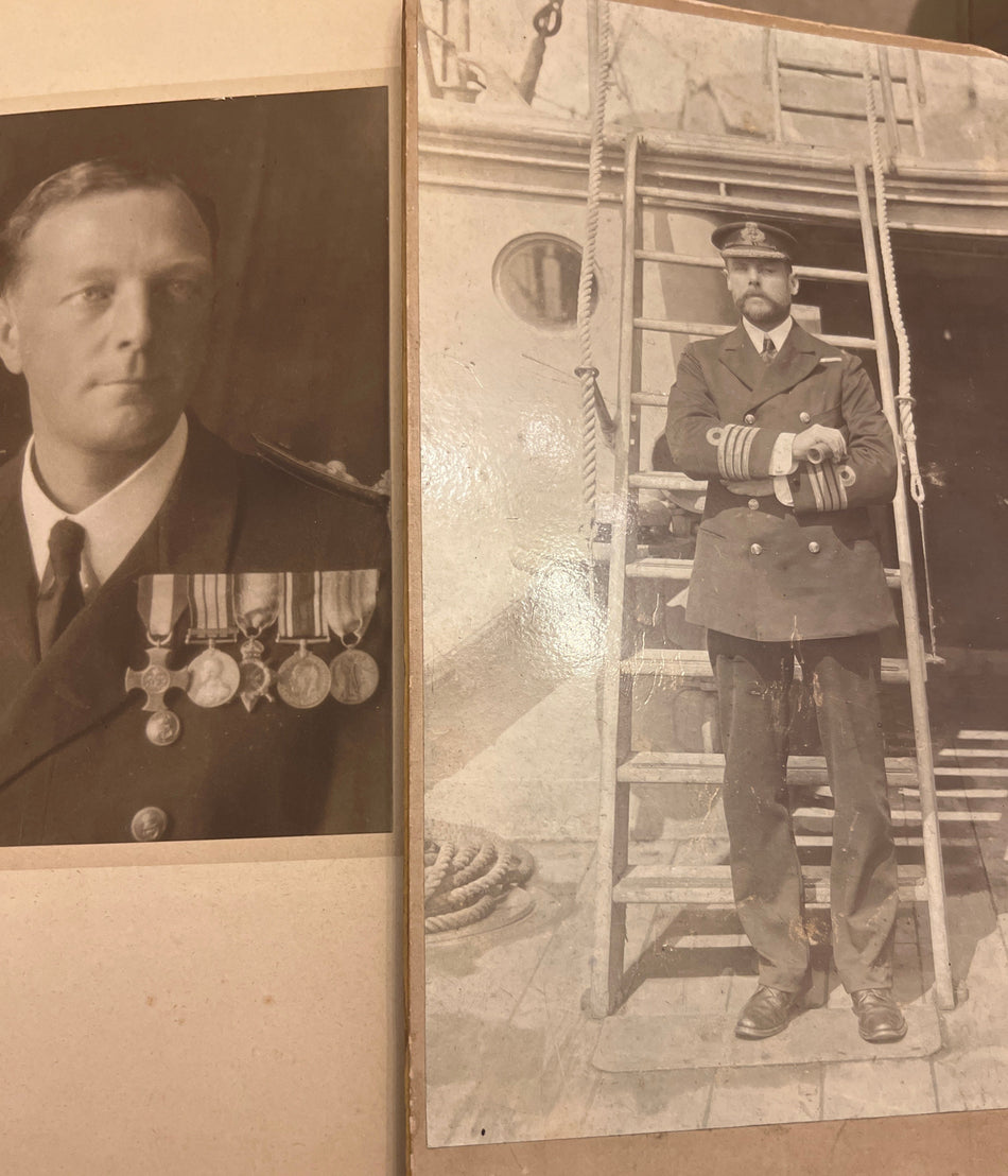 Fine group of 8 to Lt Commander Reginald Nash, Royal Navy, DSC; WW1 service on H.M.S. Badger (first ship to sink a German submarine), Heligoland and U-boat actions, later on H.M.S. Malaya for evacuation of Sultan Mehmed VI; with logs, photos & documents