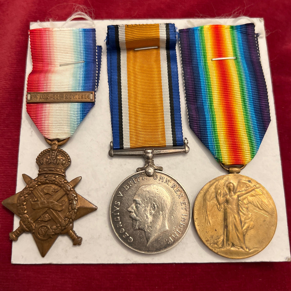 WWI trio to 3-15 Private W. Black, Wiltshire Regiment, 1914 Star with original bar