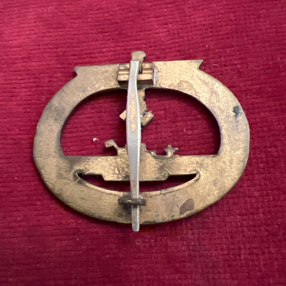 Nazi Germany, U-Boat War Badge, early type, unmarked, cut-out swastika, some wear