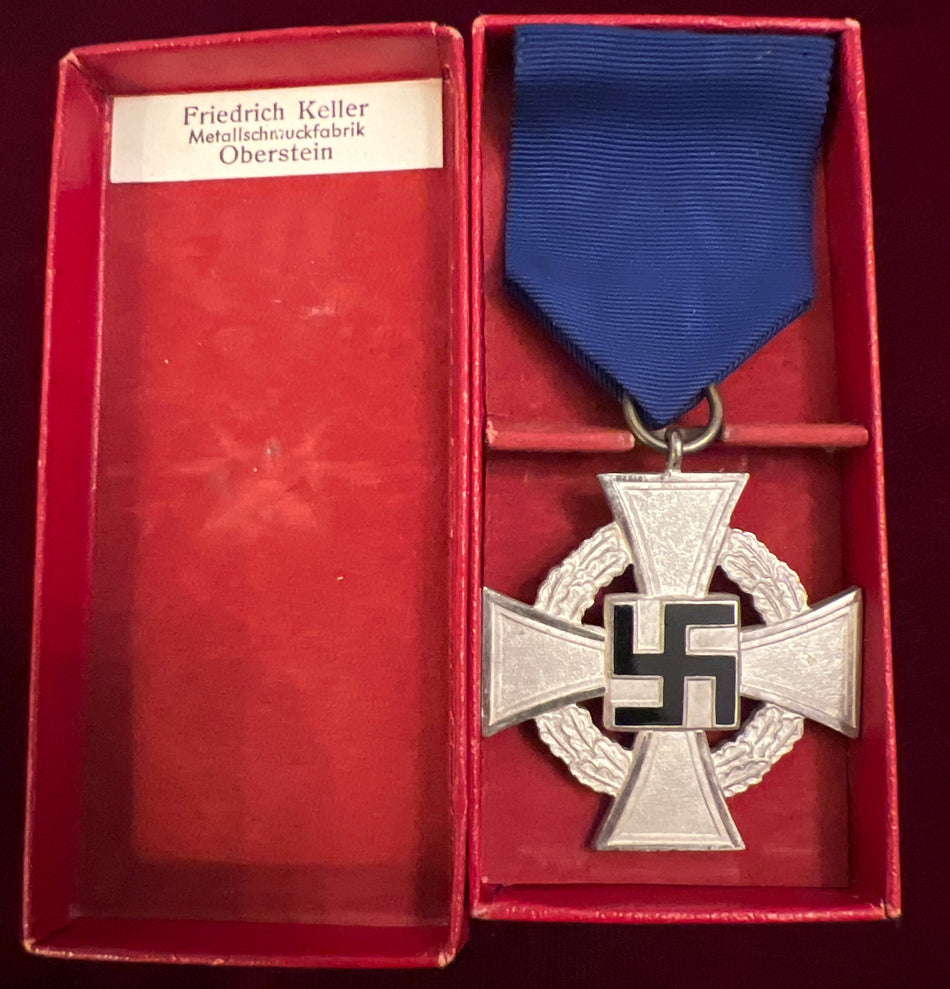 Nazi Germany, 25 Years Faithful Service Cross, in original box with maker label