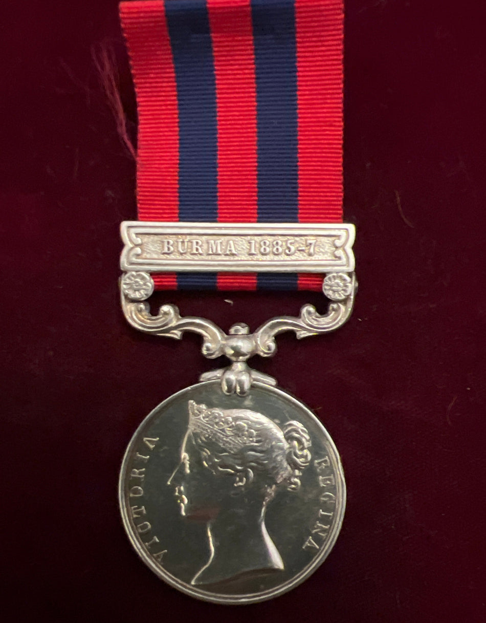 India General Service Medal (1854), with “Burma 1885-87” clasp, awarded to 1021 Private Thomas Hayton, 2nd Liverpool Regiment