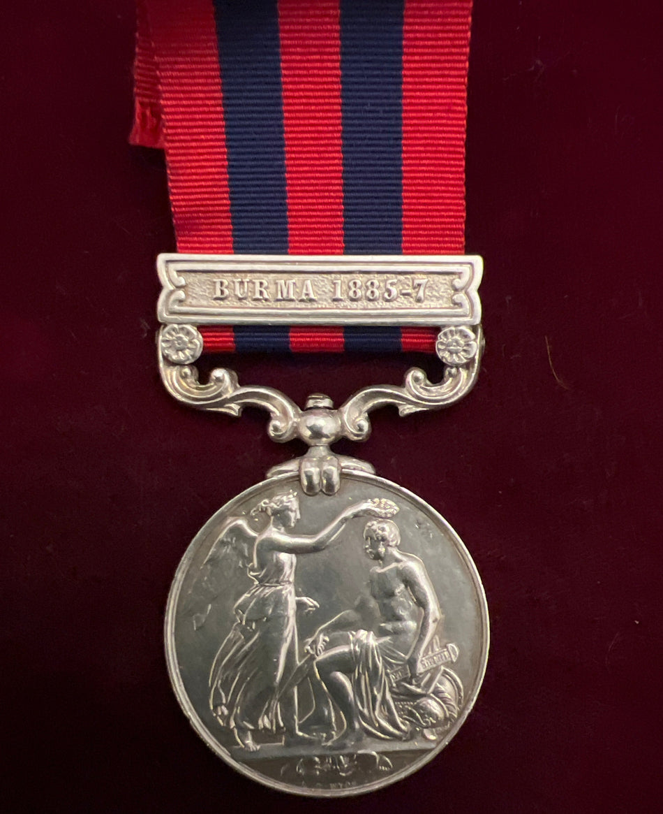India General Service Medal (1854), with “Burma 1885-87” clasp, awarded to 1021 Private Thomas Hayton, 2nd Liverpool Regiment
