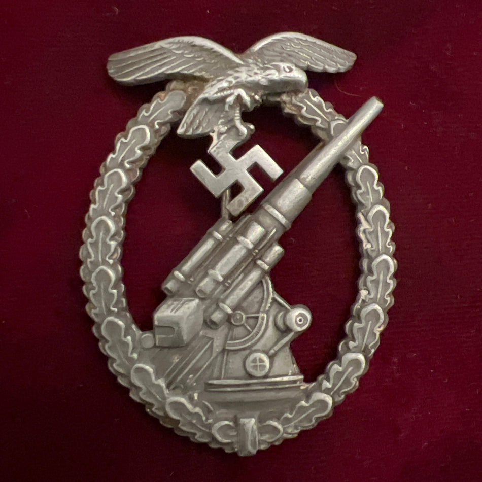 Nazi Germany, Luftwaffe Flak Badge, mid-war example, maker marked A.L/64, some wear, scarce