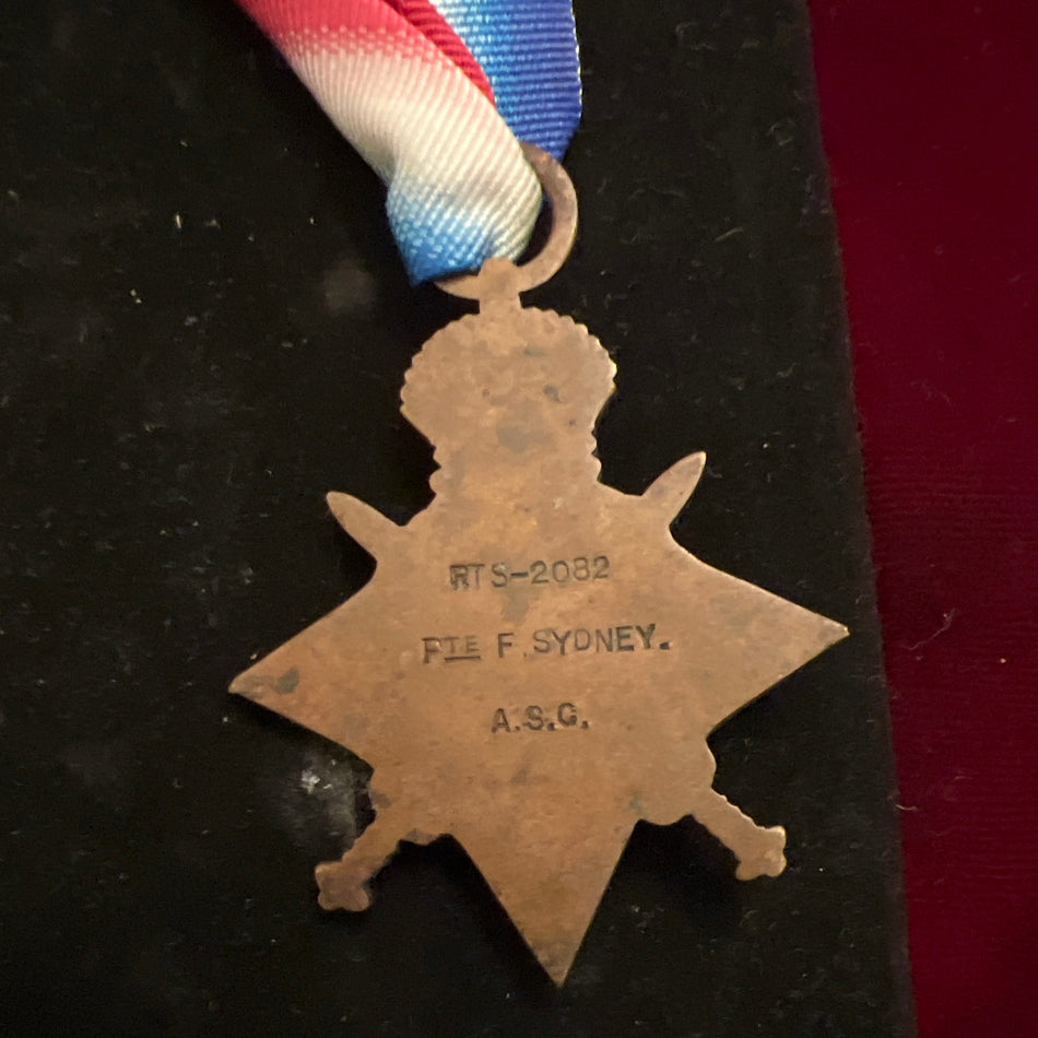 1914 Star to RTS-2082 Private Fred Sydney, Army Service Corps