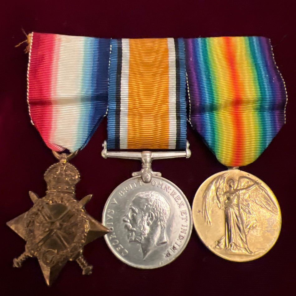 1914-15 Star trio to 5547 Private H. Skerritt, Oxford and Bucks Light Infantry