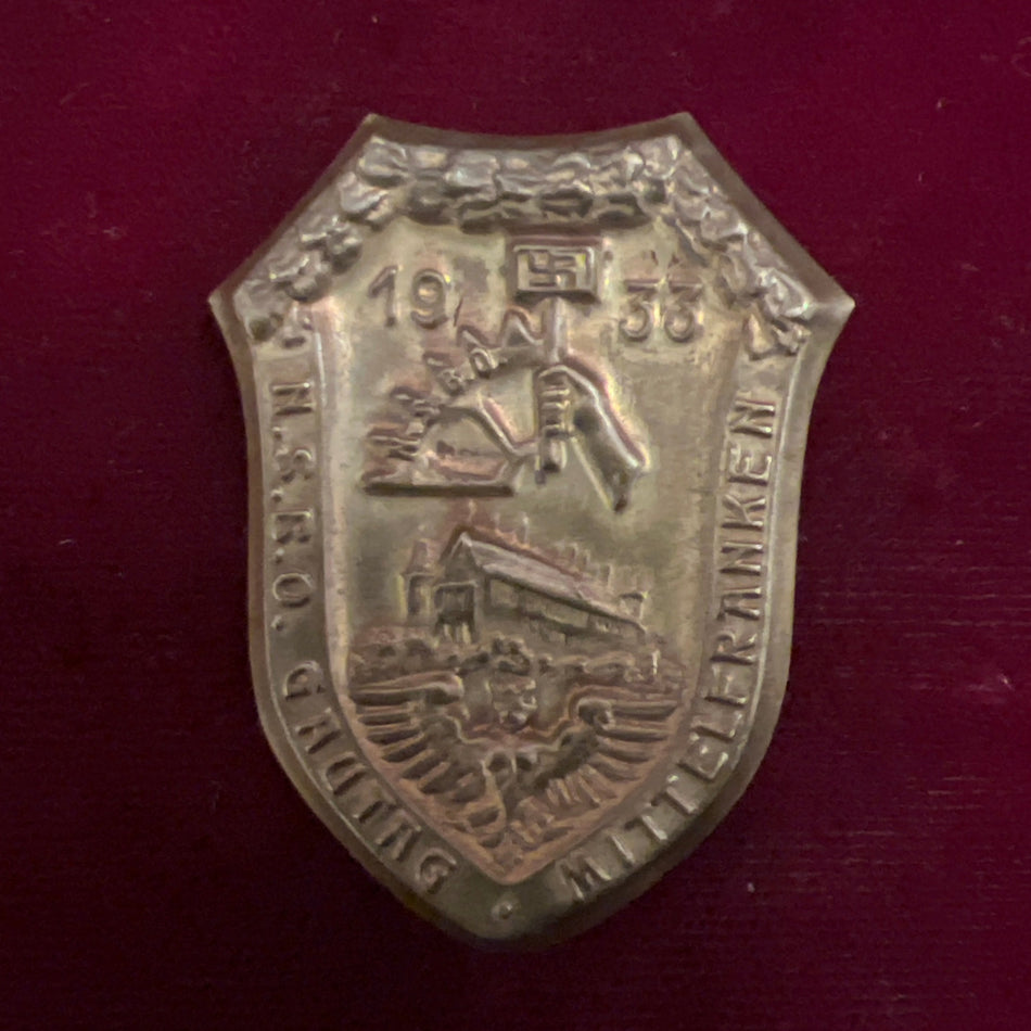 Nazi Germany, N.S.B.O. Mittelfranken rally badge, 1933
