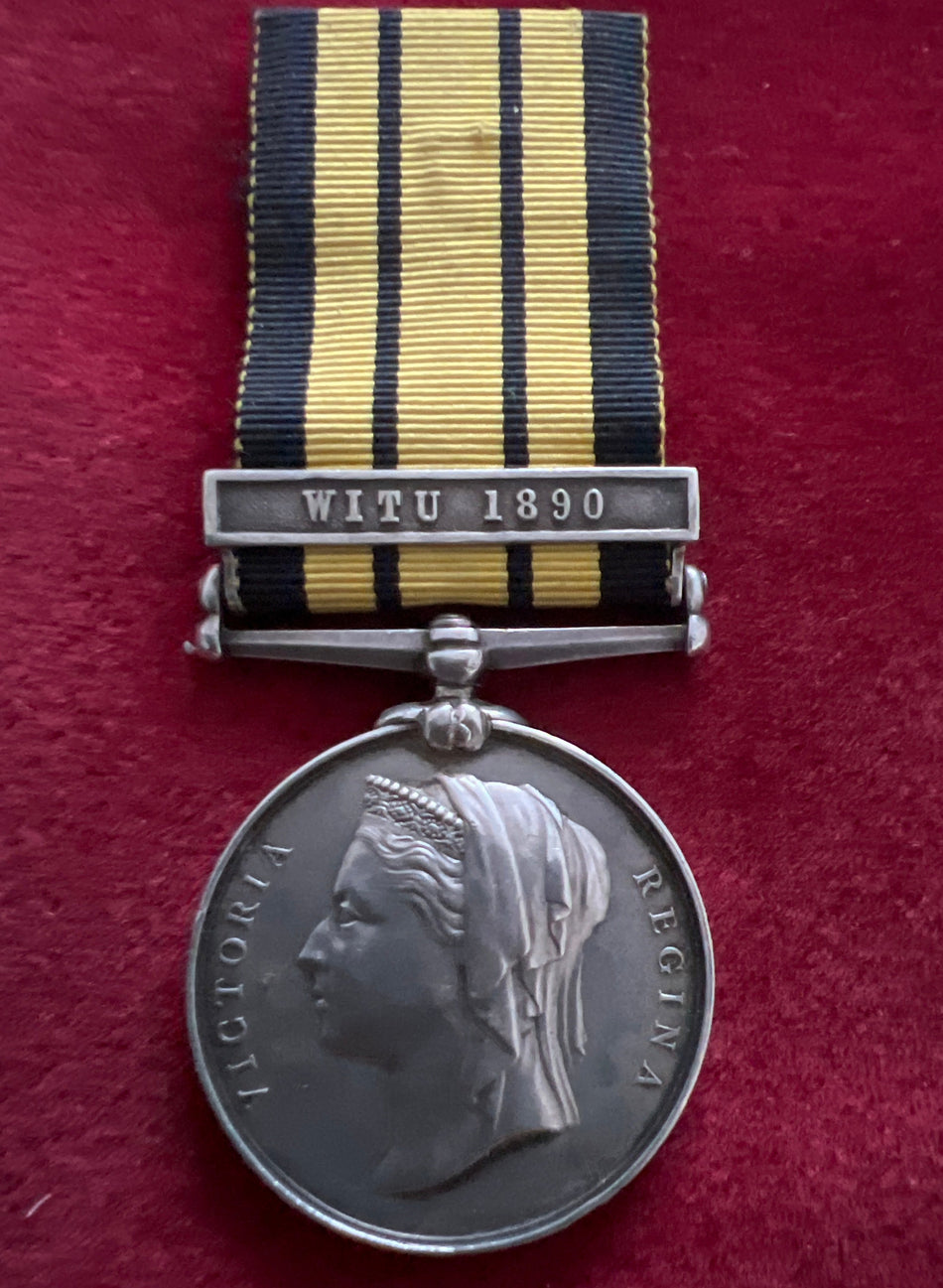 East & West Africa Medal with WITU 1890 clasp, to Leading Seaman George Obee, HMS Humber, Royal Navy, with full service
