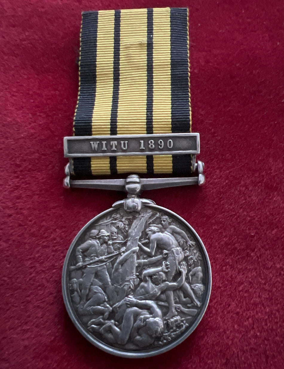 East & West Africa Medal with WITU 1890 clasp, to Leading Seaman George Obee, HMS Humber, Royal Navy, with full service
