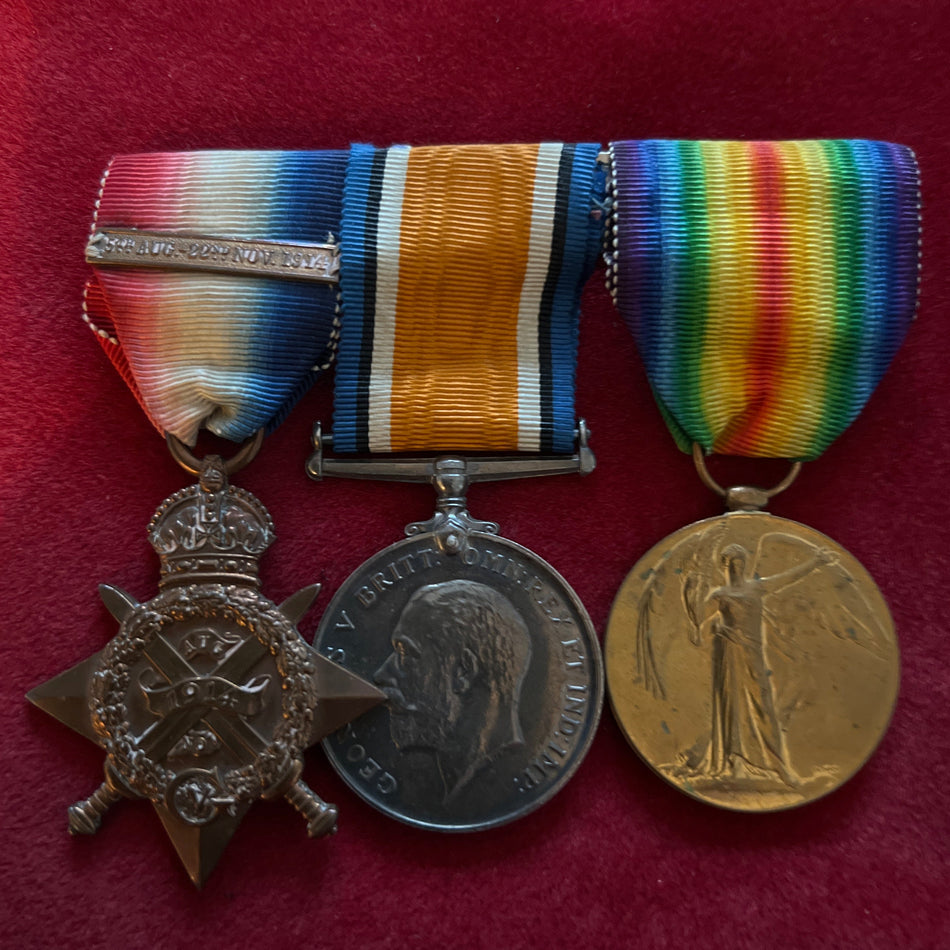 WWI trio to L-11235 Sergeant G. Thomson, 4 Royal Fusiliers, 1914 Star with original '5th AUG.-22nd NOV. 1914' bar