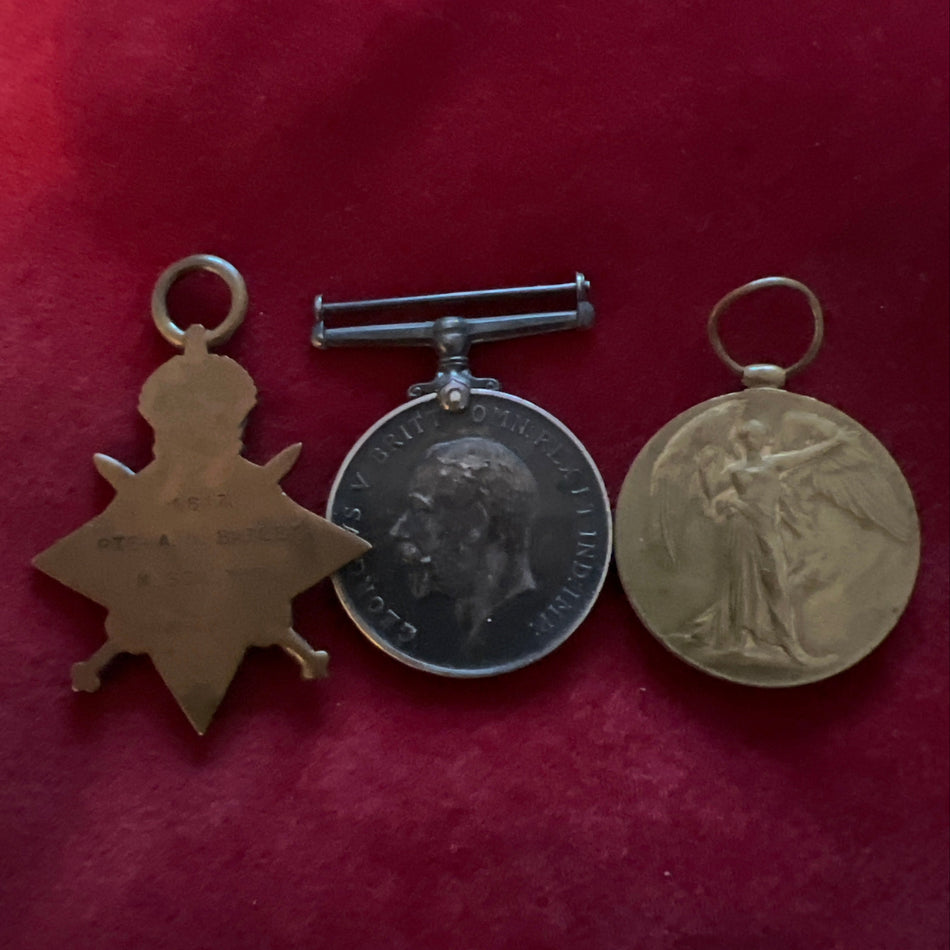 WWI trio to Alfred N. Bailey, North Somerset Yeomanry, France 28/10/1915