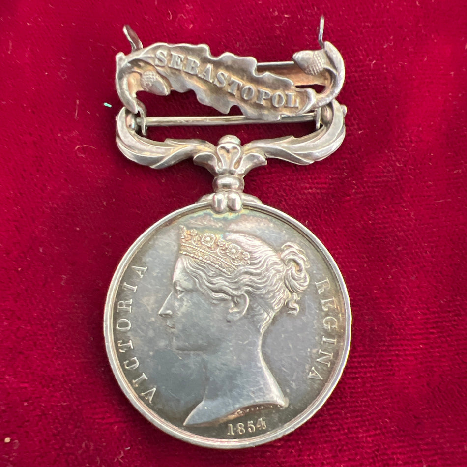 Crimea Medal, Sebastopol bar, to Thomas Wren Carpenter Captain of HMS Britannia, Royal Navy, with a good tone on medal, engraved naming
