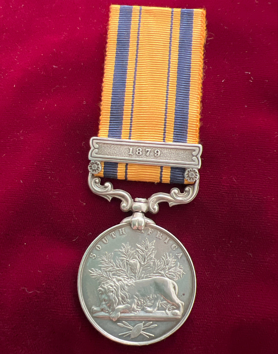 South Africa Medal with 1879 bar to 2409 Private J. Deans, 2/4 Foot, a good example of type