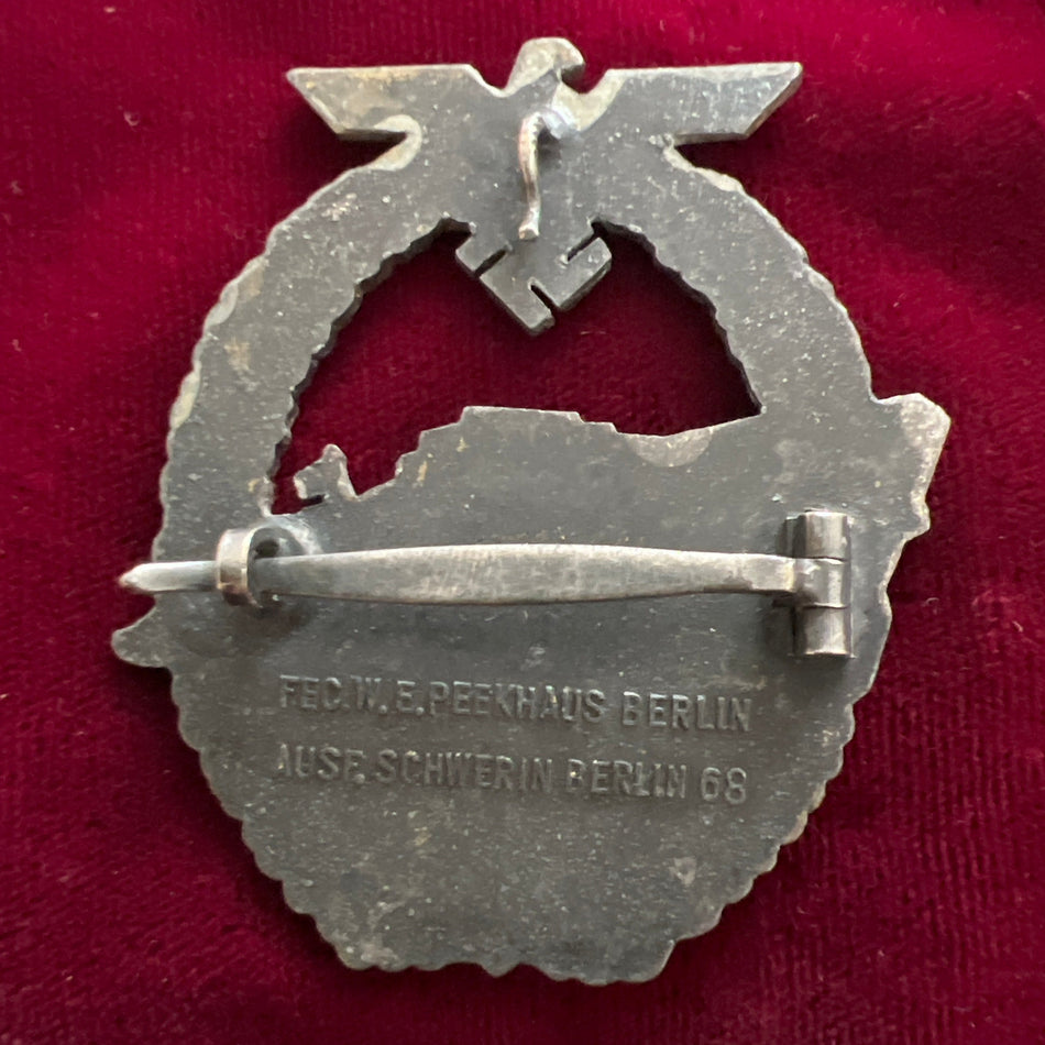Nazi Germany, E-Boat War Badge, marked Schwerin, Berlin, some wear, a good example of type