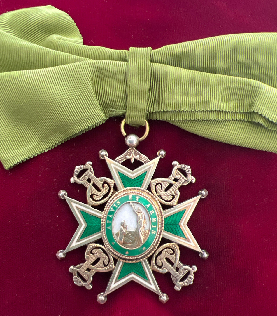 Order of Saint Lazarus, ladies type on a bow, some wear, silver gilt, a good example of type