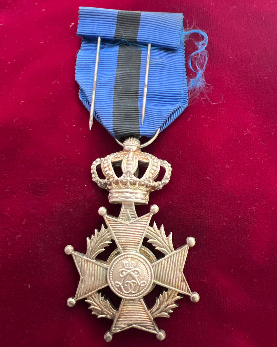 Belgium, Order of Leopold, knights badge with swords to ribbon, early type