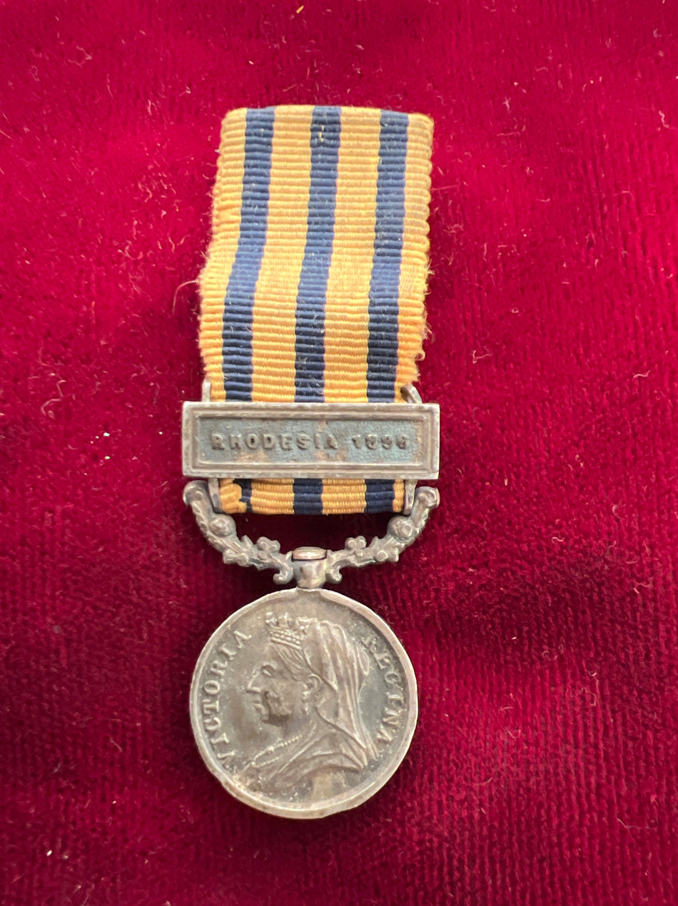 Miniature British South Africa Company Medal with Rhodesia 1896 bar, original silver example