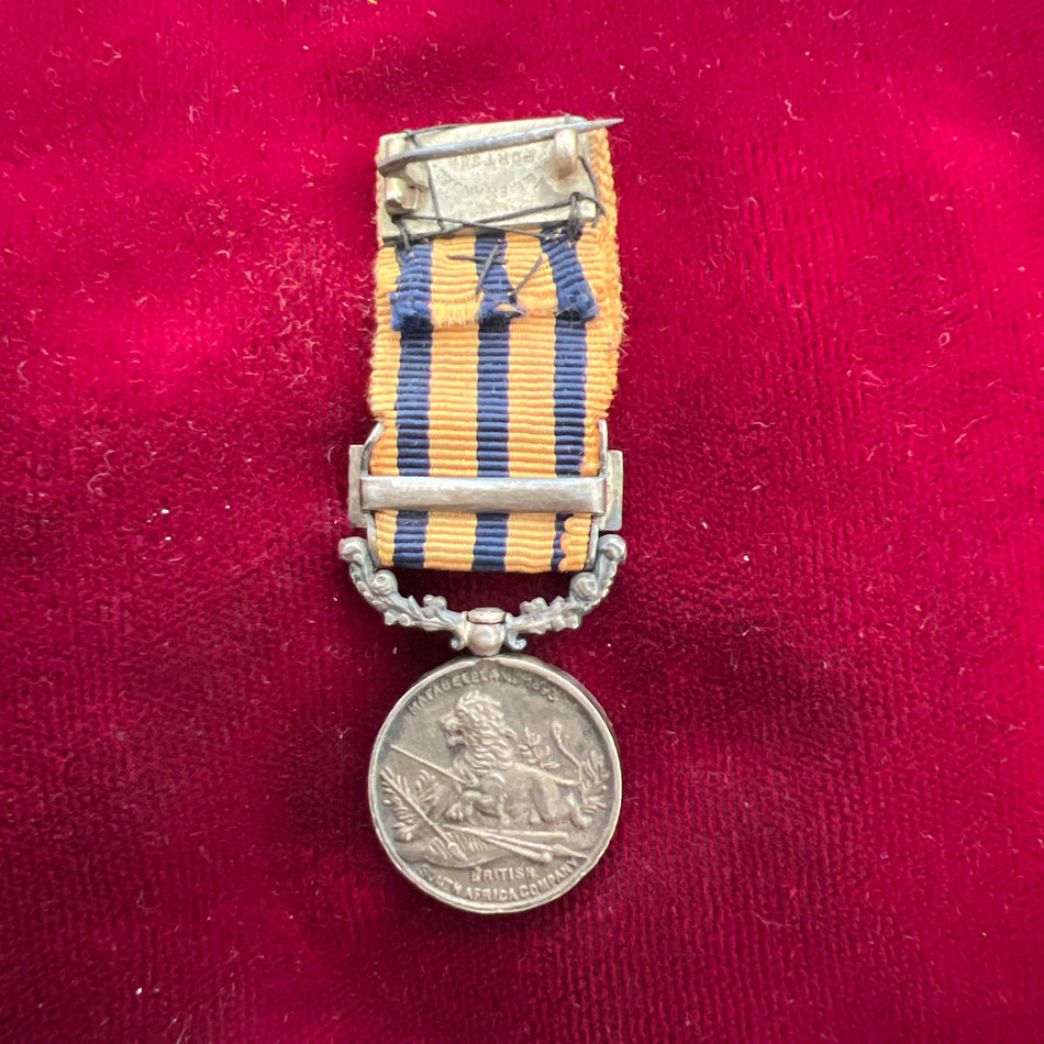 Miniature British South Africa Company Medal with Rhodesia 1896 bar, original silver example