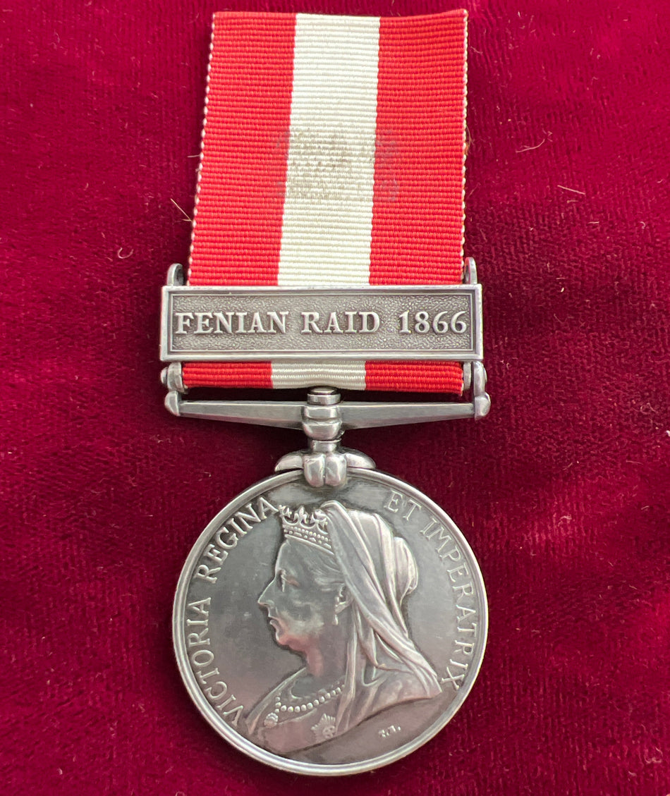 Canada General Service Medal, Fenian Raid 1866 clasp, to Trooper W. Patterson, R. Guides, scarce unit