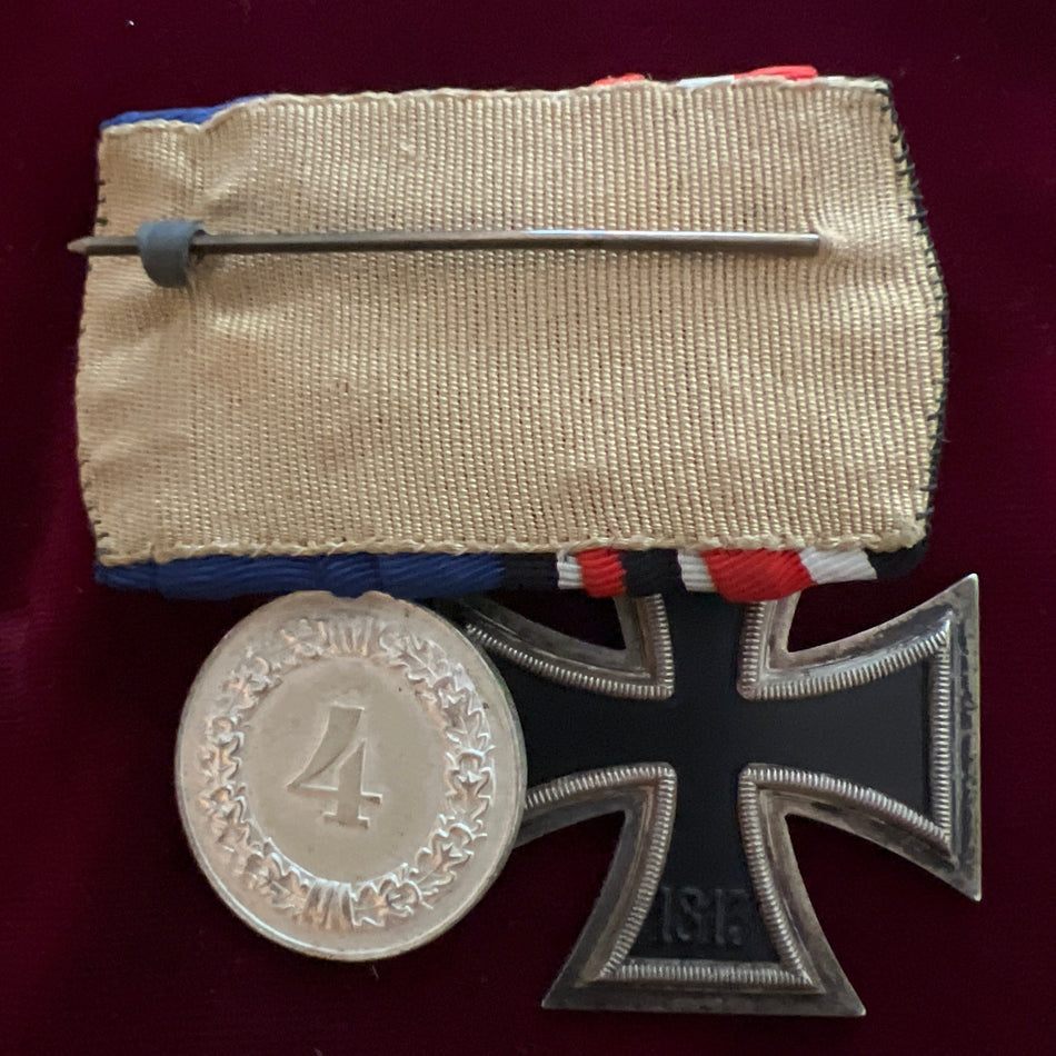 Nazi Germany, Iron Cross with 4 Years Armed Forces Long Service Medal, court mounted, in excellent condition