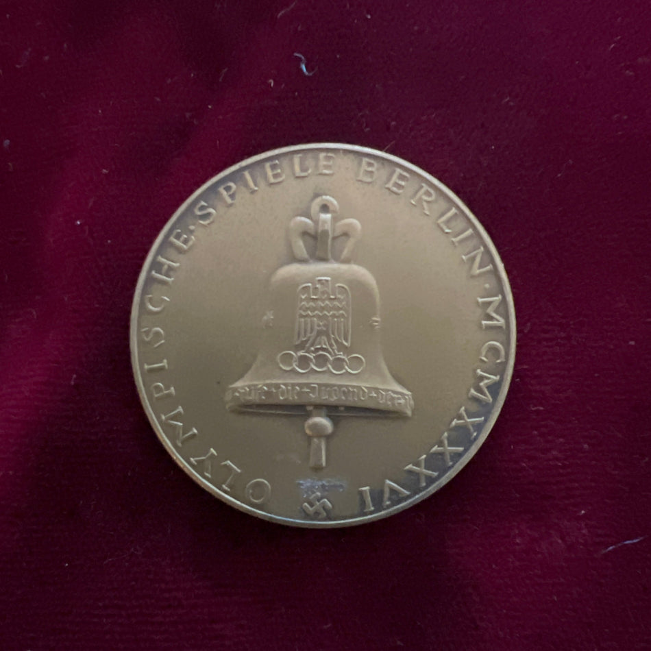 Nazi Germany, Commemorative Medal of the Berlin Olympic Games, 1936, maker marked on edge of medal