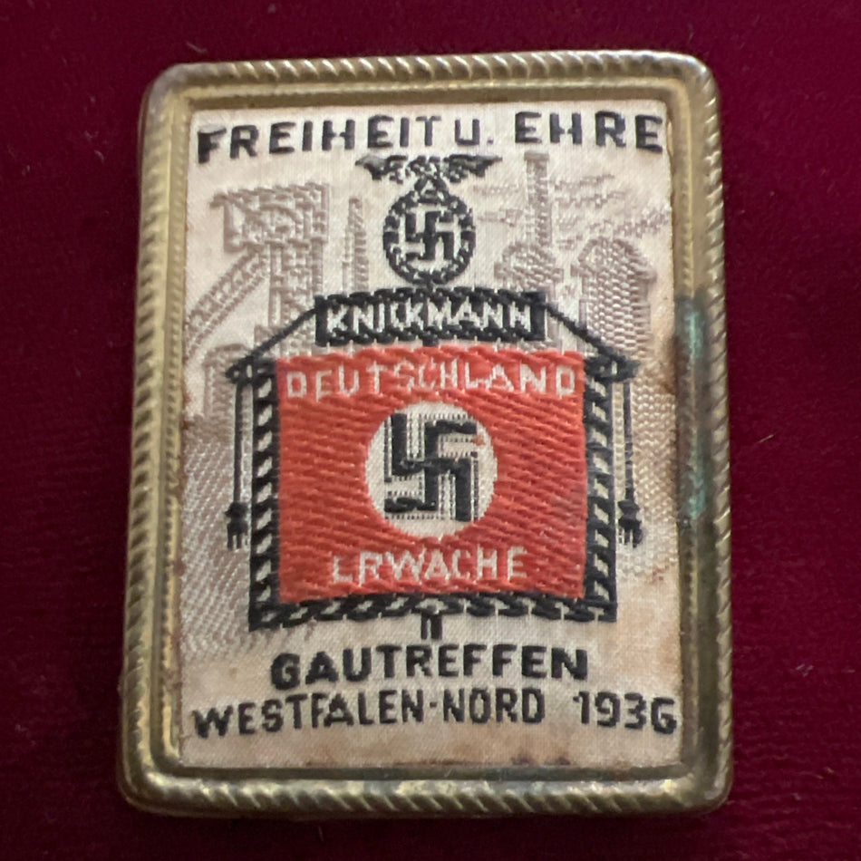 Nazi Germany, rally badge from Westfalen Nord 1936, cloth front to badge, unusual