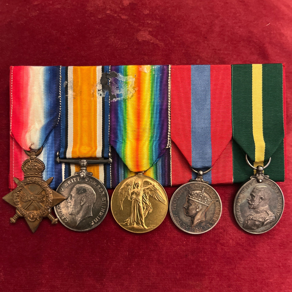 Group of 5 to 1481 Private A. Knight, 8th London Regiment, Post Office Rifles, 319449 Gunner A. Knight, Royal Garrison Artillery, Alfred Knight on Territorial Efficiency Medal