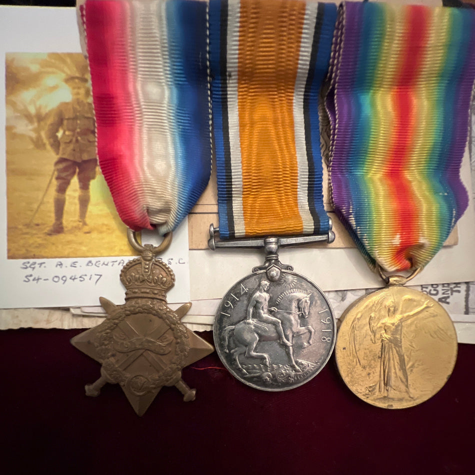 1914-15 trio to S-4094517 Private A.E. Bentall, Army Service Corps, with various postcards to his wife
