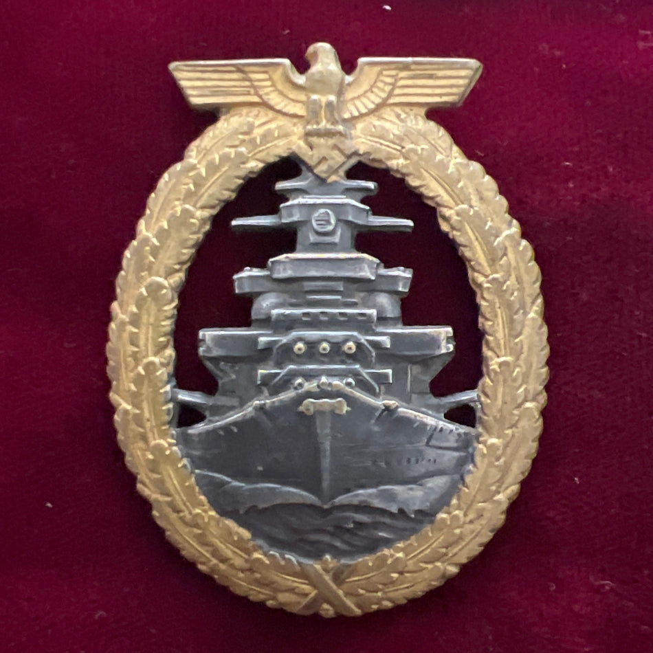 Nazi Germany, High Seas Fleet War Badge, early type Schwerin marked, a good example of type with good gilt