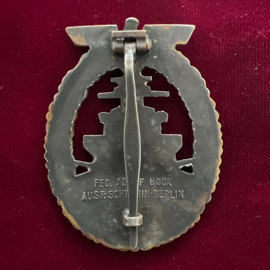 Nazi Germany, High Seas Fleet War Badge, early type Schwerin marked, a good example of type with good gilt