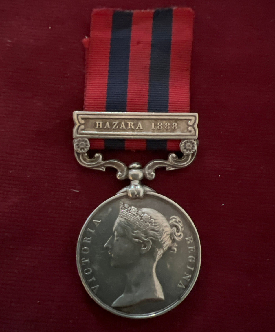 India General Service Medal, Hazara 1888 clasp to 1311 Sgt D. Burchcll, 2nd Battalion Royal Fusiliers Regiment