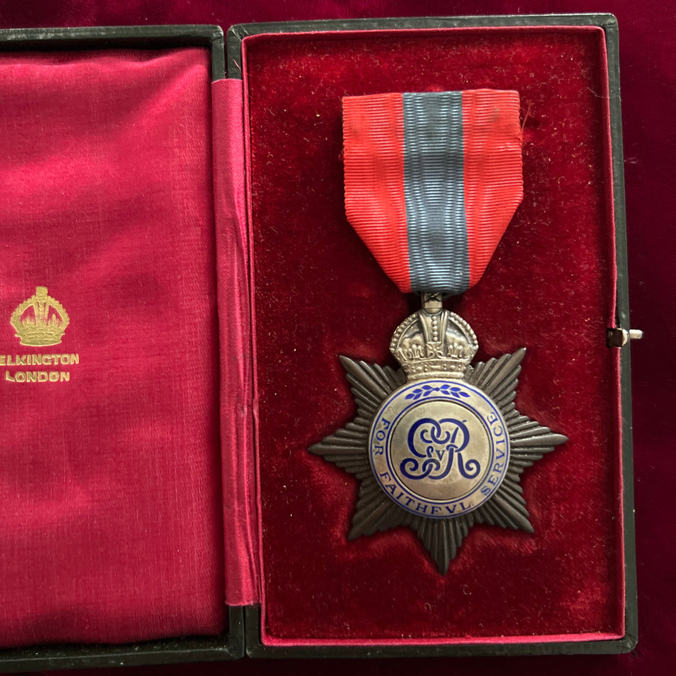 Imperial Service Medal, George V 1st issue 1911-22, named to James Farrar, in original case
