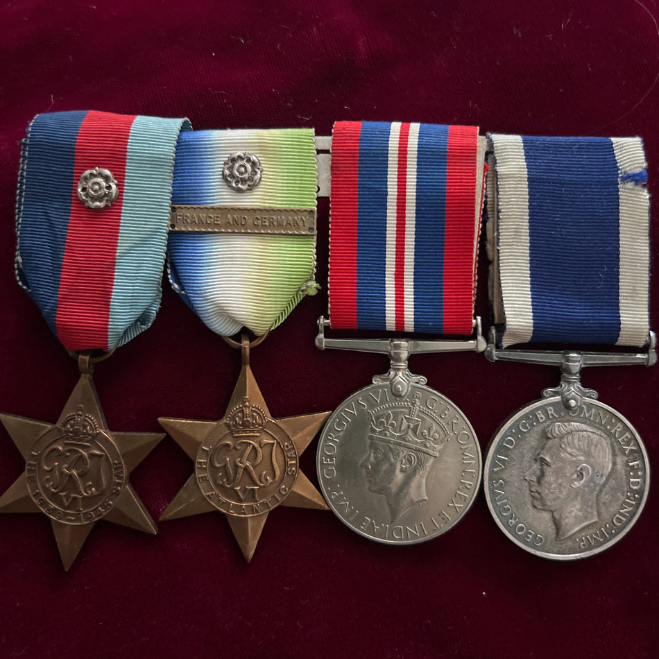 Group of 4 to M.37597 F.G. Cain, SY. Petty Officer, HMS Pembroke, Royal Navy, 1939-45 Star, Atlantic Star with France and Germany clasp, War Medal 1939-45 and Naval Long Service & Good Conduct Medal