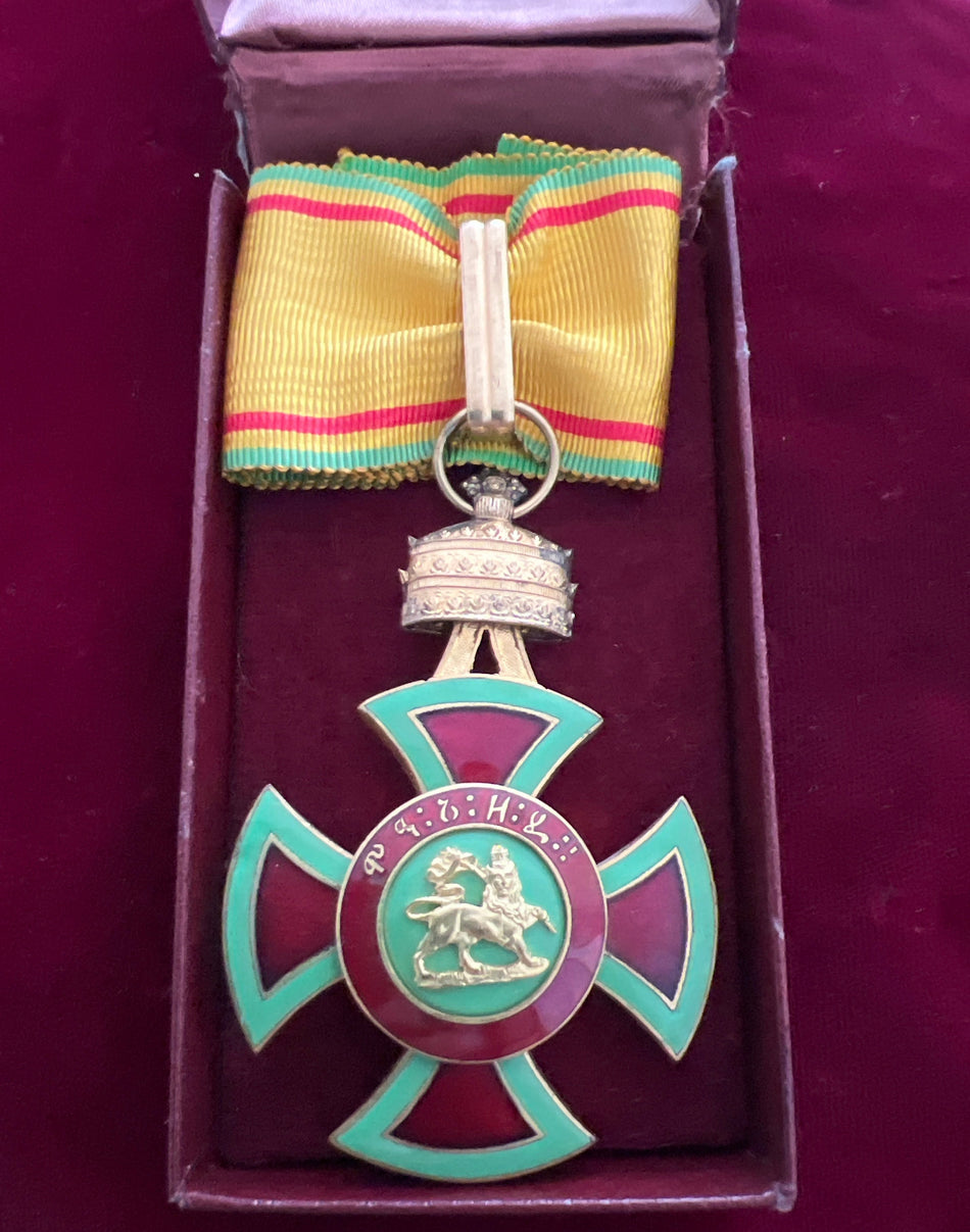 Ethiopia, Order of Menelik II, commander class, silver gilt, French made, a good example of type