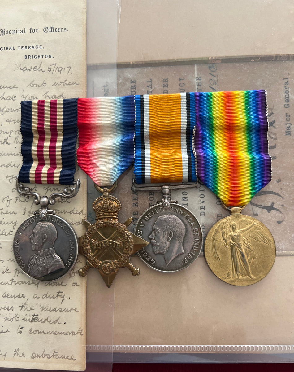 Group of 4 to 1404 Bombardier Albert Thomas Vailes, 84th Brigade, RFA, who came to the aid of wounded Lieut. J Philips and stayed with him under heavy fire until he was rescued, with original award document, letter from Lieut. Philips, and full history