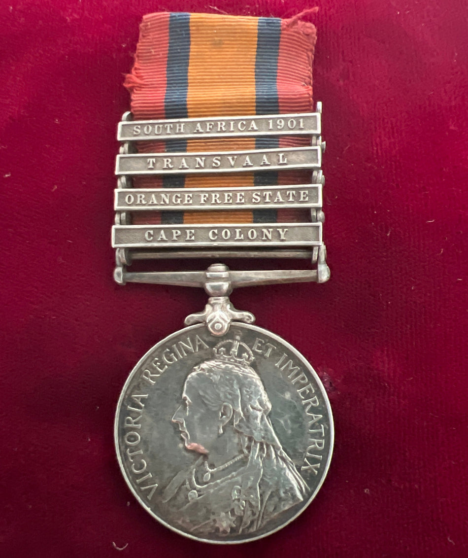 Queen's South Africa Medal, 4 bars, to 7070 Sergeant J. Chambers, Northumberland Fusiliers