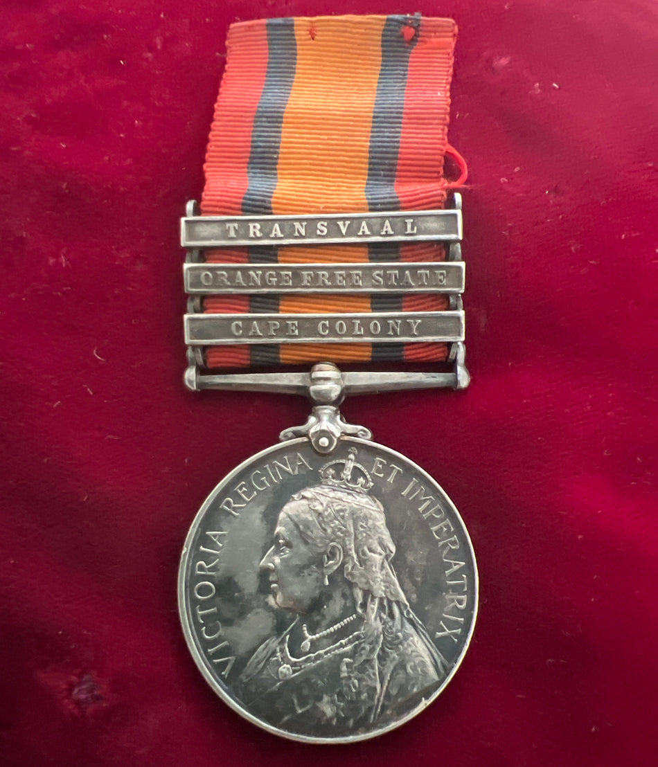 Queen's South Africa Medal, 3 bars, to 3057 Private G. Downing, Grenadier Guards