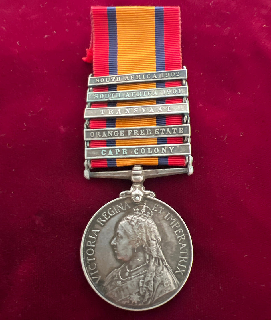 Queen's South Africa Medal, 5 bars, to 4532 Drummer H. Fenwick, Hampshire Regiment