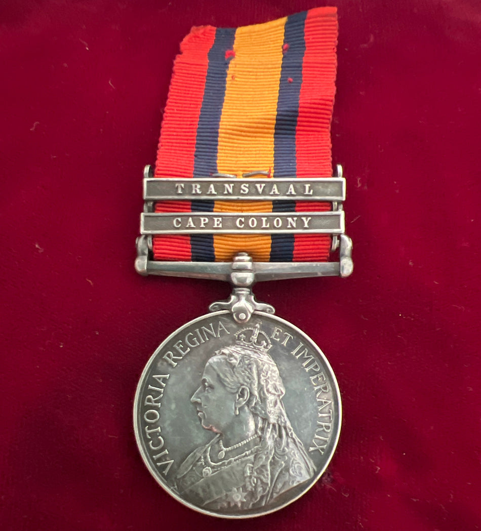 Queens South Africa Medal, 2 bars, to 3571 Private George Bradley Alias Thomas Carroll, Lancashire Fusiliers, see history