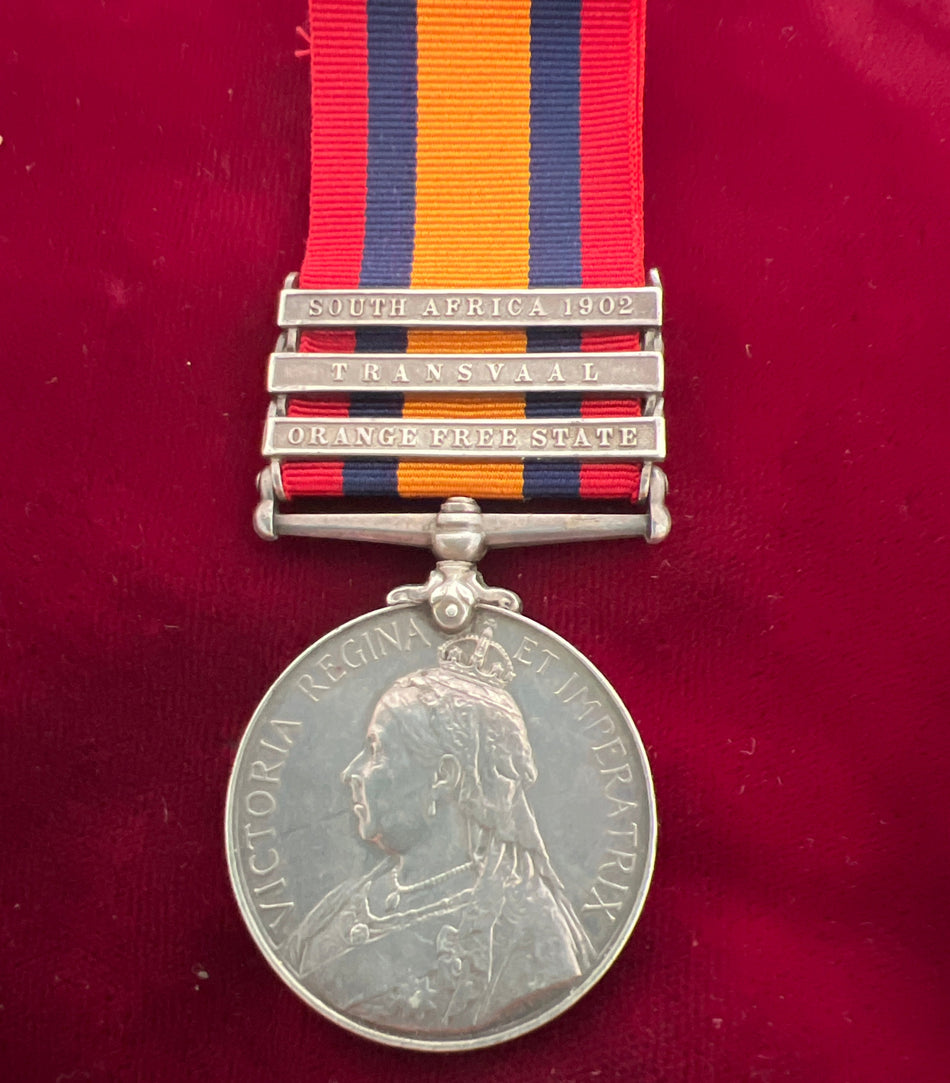 Queen's South Arica Medal, 3 bars, to 33860 Private W. Mann, 3rd Hussars
