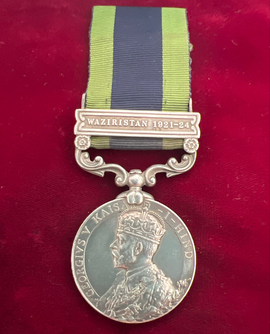 India General Service Medal (1908), Waziristan 1921-24 clasp, to 4570 Sepoy Jaffar Khan, 2/12 Frontier Force Regiment