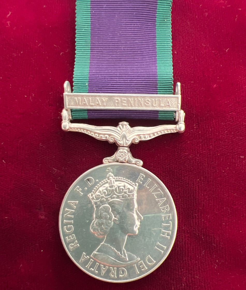 General Service Medal, Malay Peninsula bar, to 593786 SAC J. M. Drake, RAF