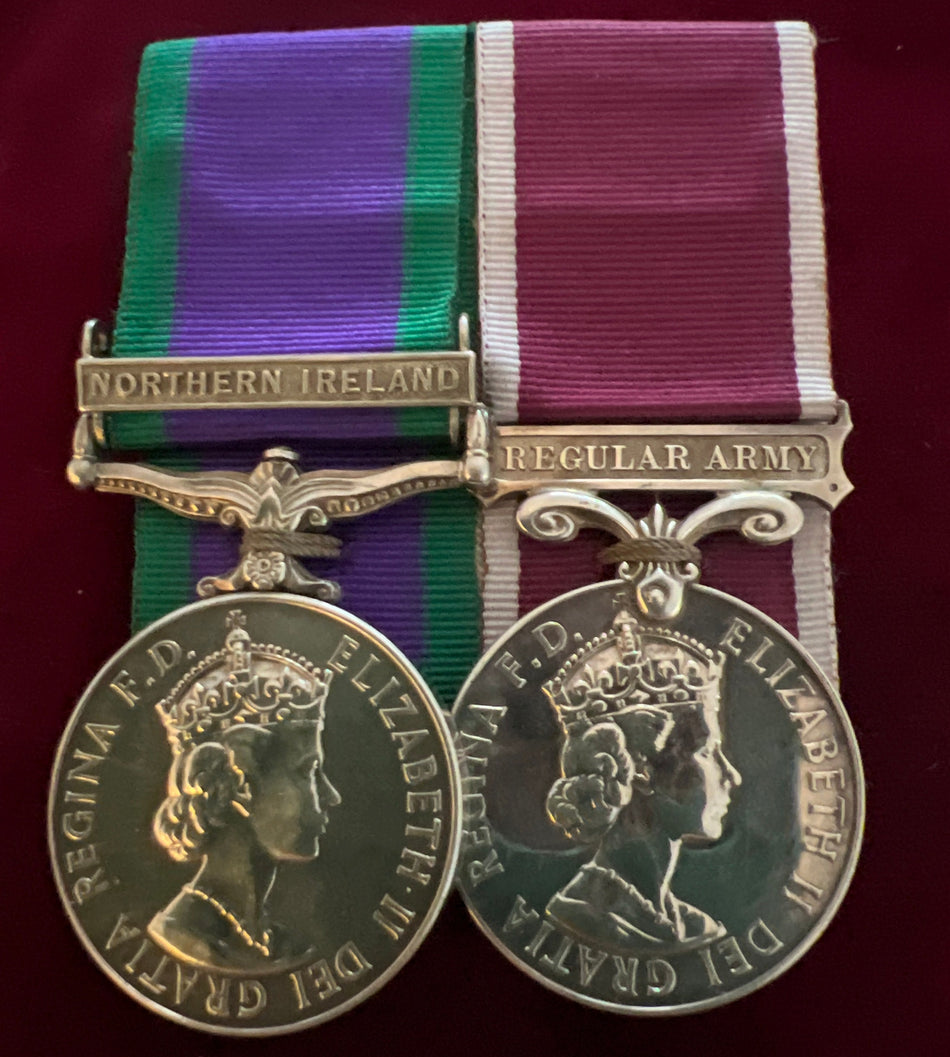 General Service Medal, Northern Ireland clasp/ Long Service and Good Conduct Medal pair to 24234858 CFN A. S. Duff, Royal Electrical and Mechanical Engineers