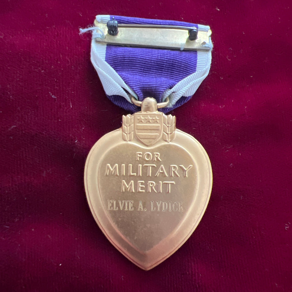 USA, Purple Heart, WW2 type, named to Elvie A. Lydick, engraved
