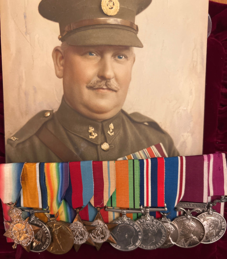 A good long service group of 10 to (on trio) 24053 L/Cpl J. E. Harraway, Royal Engineers, present at the 1937 Coronation, with Army LSGC as W.O. Cl. II, robed bust, c.1935, George VI MSM as W.O. Cl. I, with original colour photo